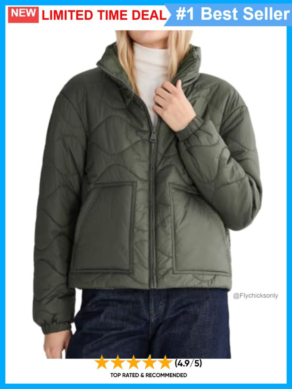 Orolay Quilted Lightweight Puffer Coat Stand Collar Full Zip